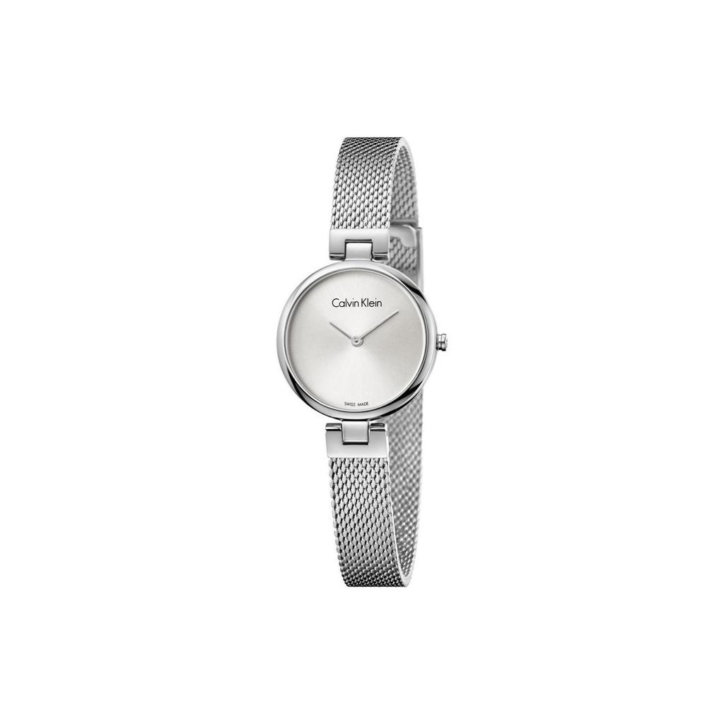 Calvin Klein Ck Quartz Pure Serie Uhr Quarzwerk Edelstahlarmband Weißes Zifferblatt Damenuhren K8G23126