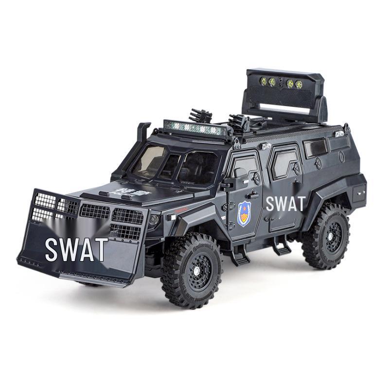 

OK24 Spinosaurus Armored Riot Control Toy Car: Alloy Model with Opening Doors, Sound, Light, Pull-Back, and Suspension Features