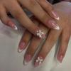 Classic French White Manicure Press-on Nails with Bow Design, Almond Shape.