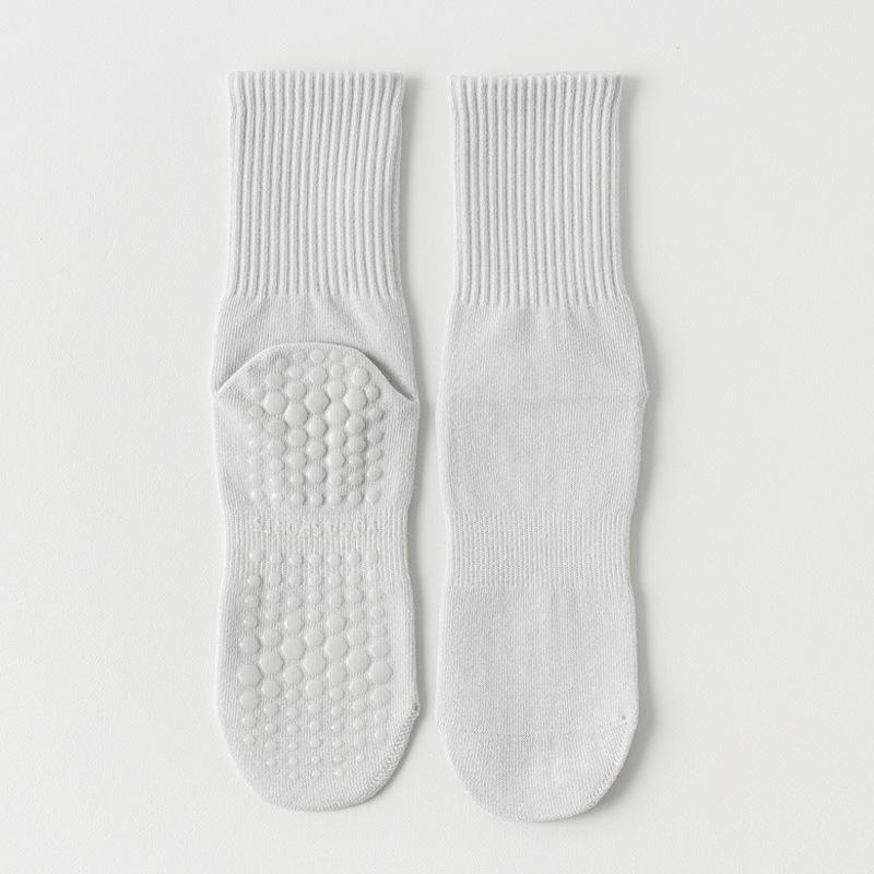 

Женские хлопковые нескользящие силиконовые носки для фитнеса, пилатеса, йоги для дома 1 pair светло-серый