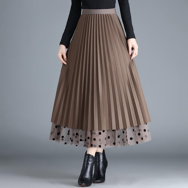 Bust Skirt Women's Summer A-shaped Skirt High-end Polka Dot Skirt Big Swing Umbrella Skirt Black Long Skirt Vertical Skirt Large Size Coat