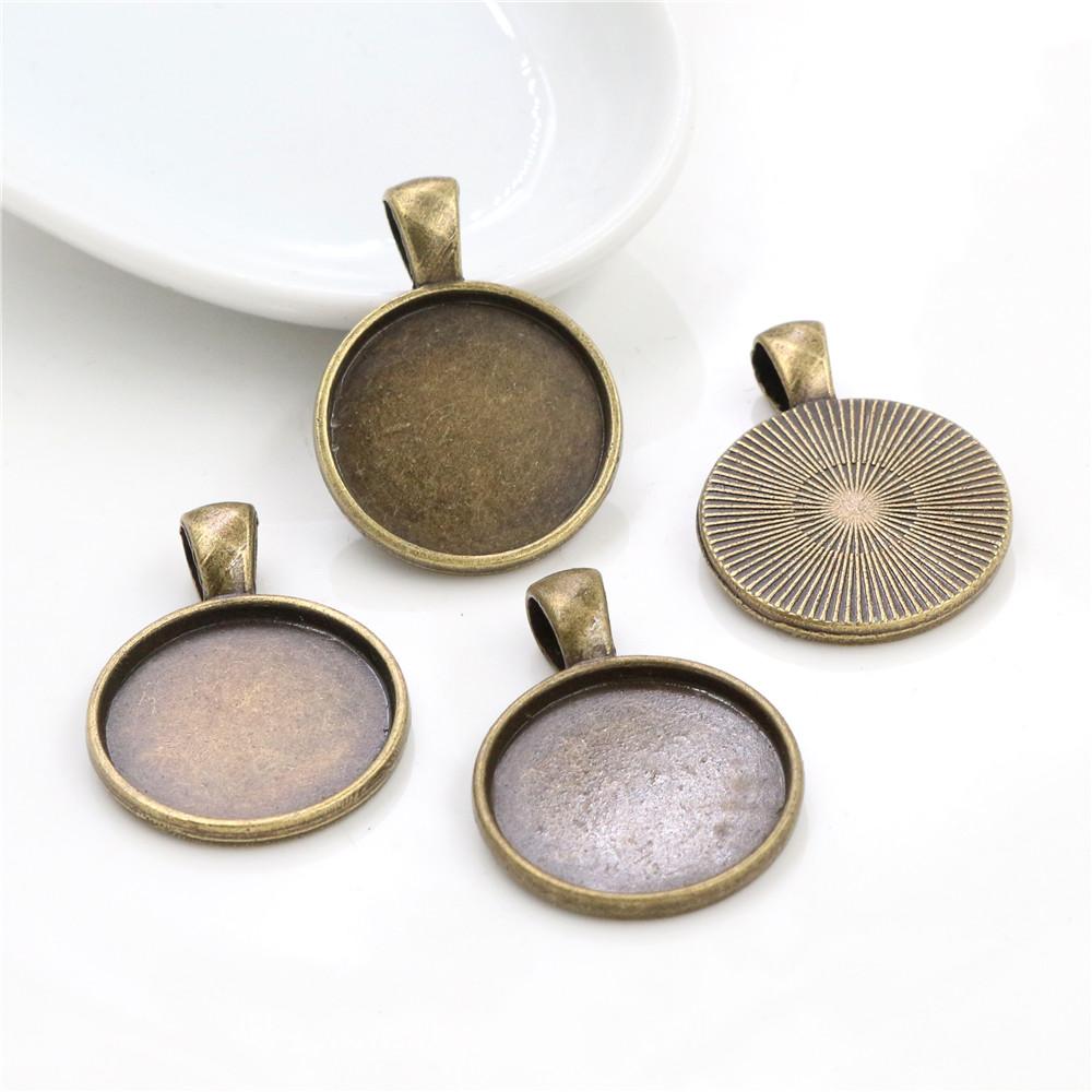 10 pièces Taille intérieure 20 mm Plaqué Argent Antique et Bronze et Rhodium et Noir Style Classique Cabochon Base Support Breloques Pendentif