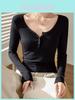 T Shirt Women Long Sleeve Slim Fit Pure Cotton Ribbed Fabric For Autumn Winter Style