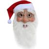 Latexová maska Santa Clause s bílým vousem - Pokrývka hlavy na Halloweenskou a vánoční párty