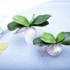 Fnize Orchid Leaves Artificial Phalaenopsis Stems Leaf Faux Cymbidium Flower Foliage Green Real Touch Latex Bulk 8 Inches 2pcs