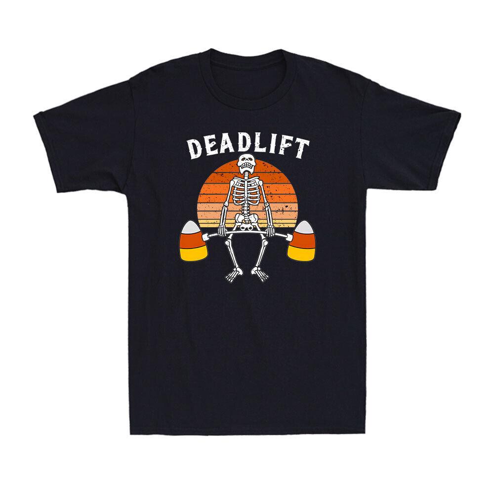 Skeleton Deadlift Funny Skeleton Candy Corn Gym Workout Vintage Men s T-Shirt S