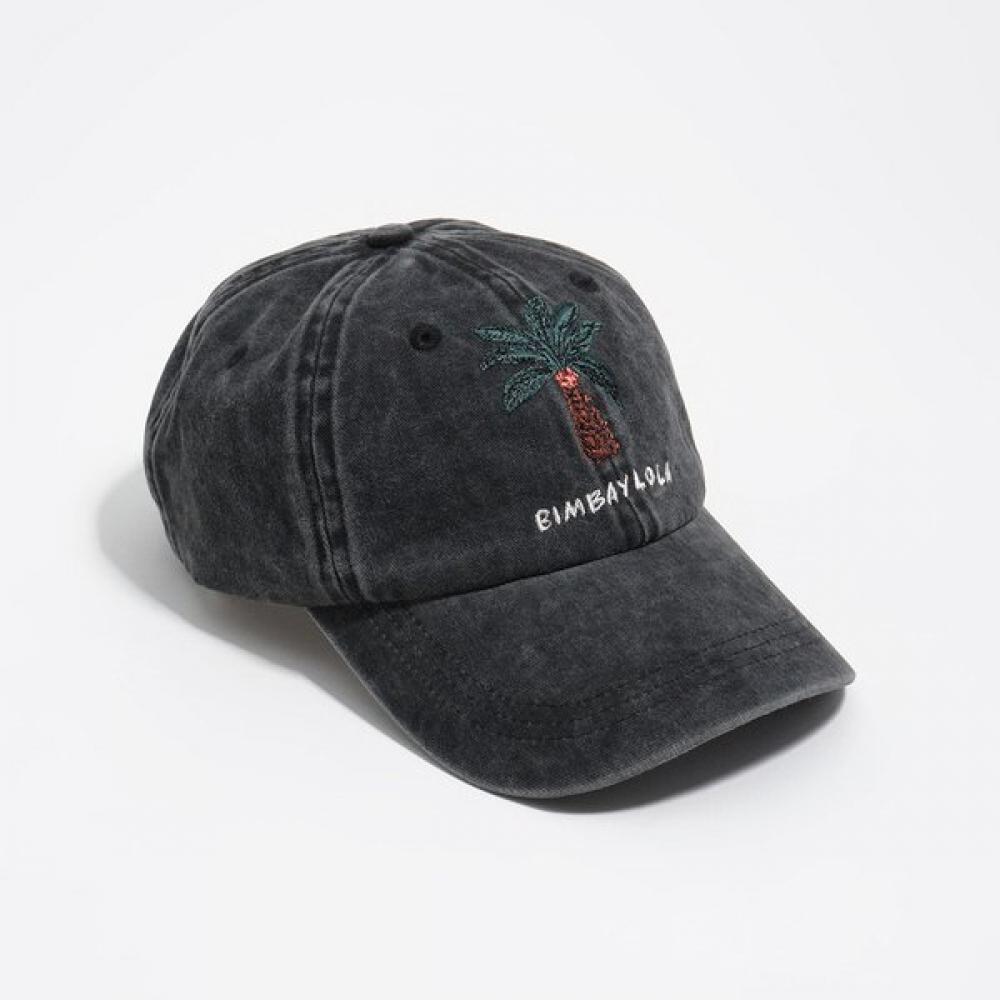 Bimba Y Lola Washed Cotton Palm Tree Cap   Black B265aih005bkb Black/M