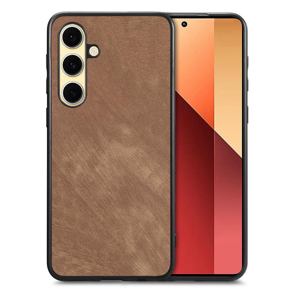 For Samsung Galaxy S25+ Case Shockproof Slim Retro Leather Phone Back Cover