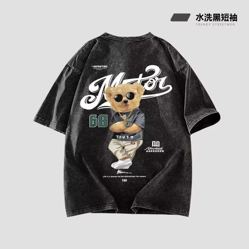 

Мужская футболка с коротким рукавом с мультяшным принтом, Мужская модная брендовая летняя свободная футболка с рукавом пять четвертей, Повседневный тренд, Инс, Минималистичный топ с принтом 5XL серый