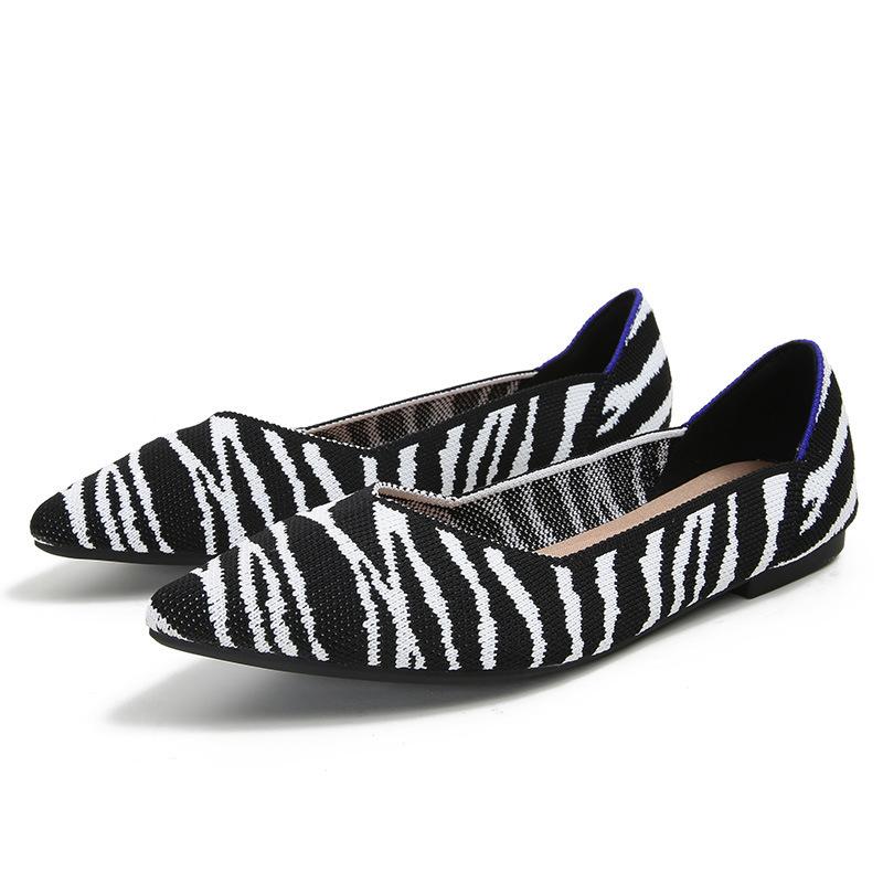 Temperament Fan Fei Weben Farbe Flache Schuhe Strickschuhe Gestrickte spitze Bootsschuhe Doudou-Schuhe