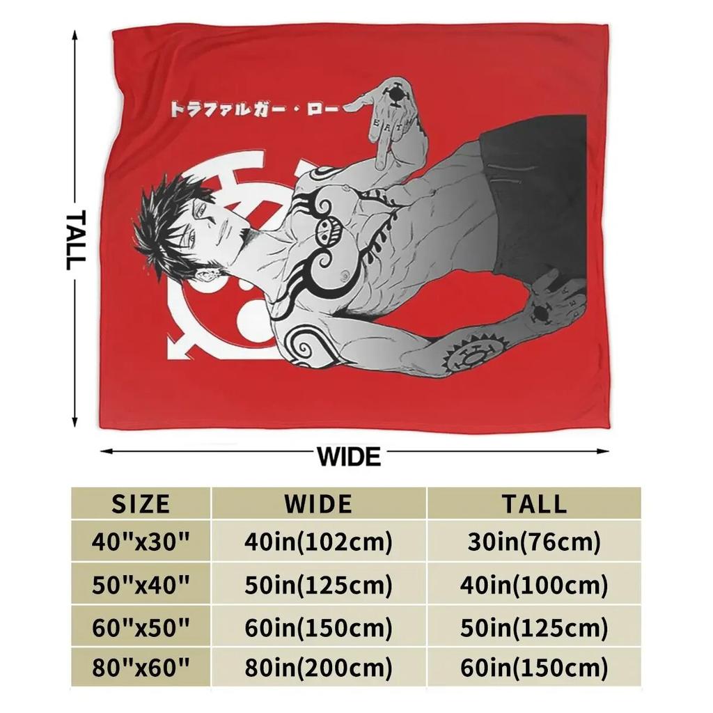 Trafalgar Law Blanket Soft Warm Flannel Throw Blanket Plush for Bed Living room Picnic Travel Home Couch