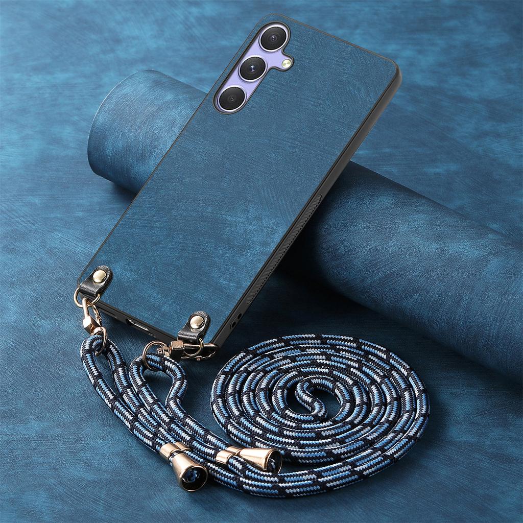 For Samsung Galaxy A54 5G Retro Leather Phone Back Cover with Adjustable Strap