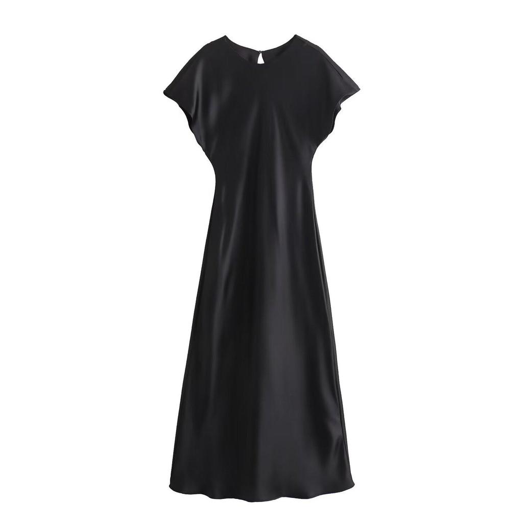 ZARZ European & American Style Versatile Women's Silk Satin Midi Dress