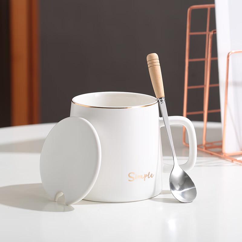 Ceramic Coffee Mug with Lid and Spoon
