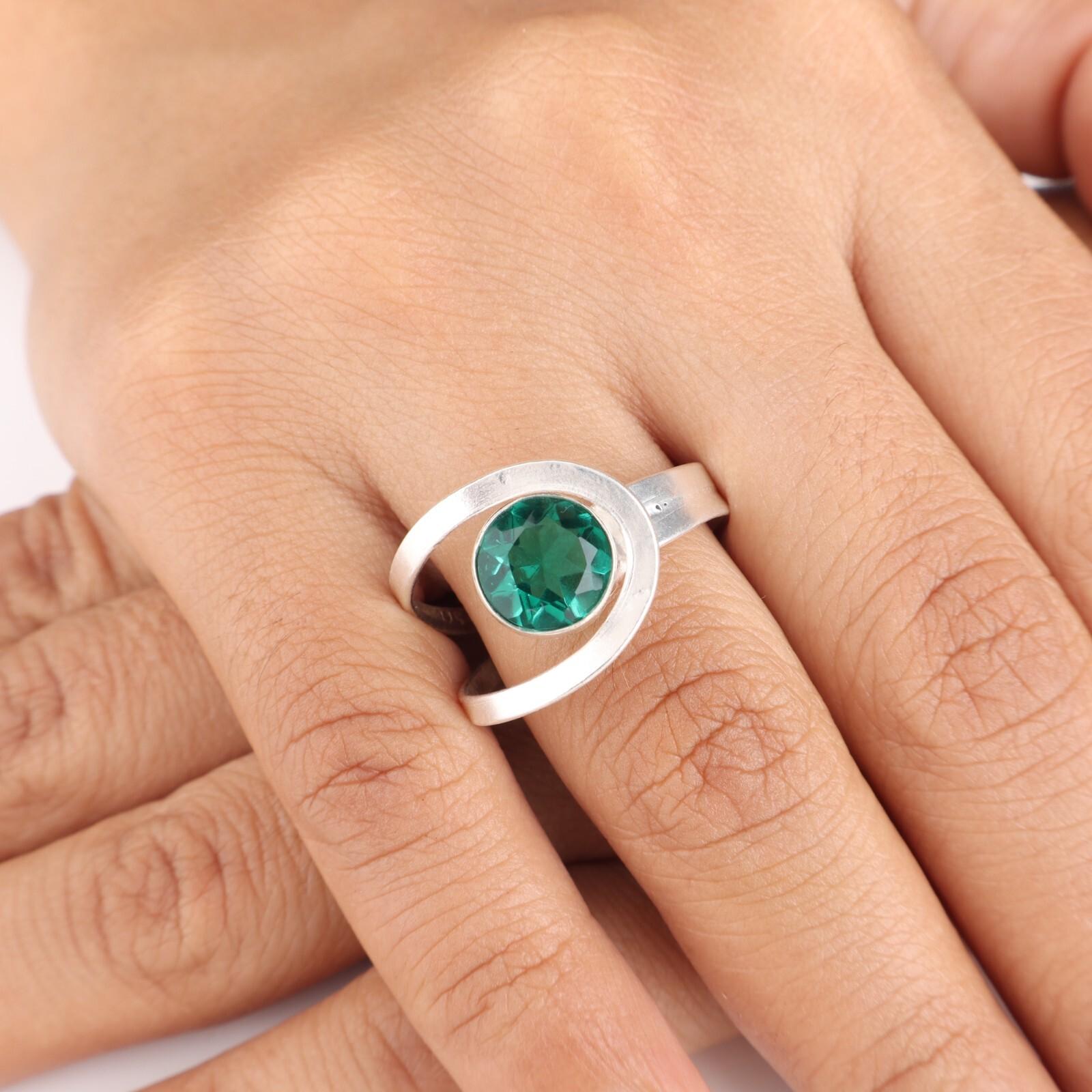 

Хромдиопсид Драгоценный камень 925 Стерлинговое серебро Ювелирные изделия Ручной работы Кольцо Подарок для жены RR-68-5 6