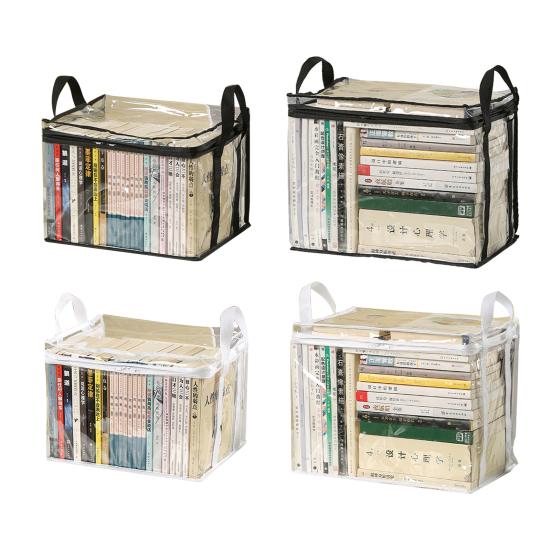 Book Storage Bag Waterproof Clear Storage Bag with Handles Foldable Storage Pouch