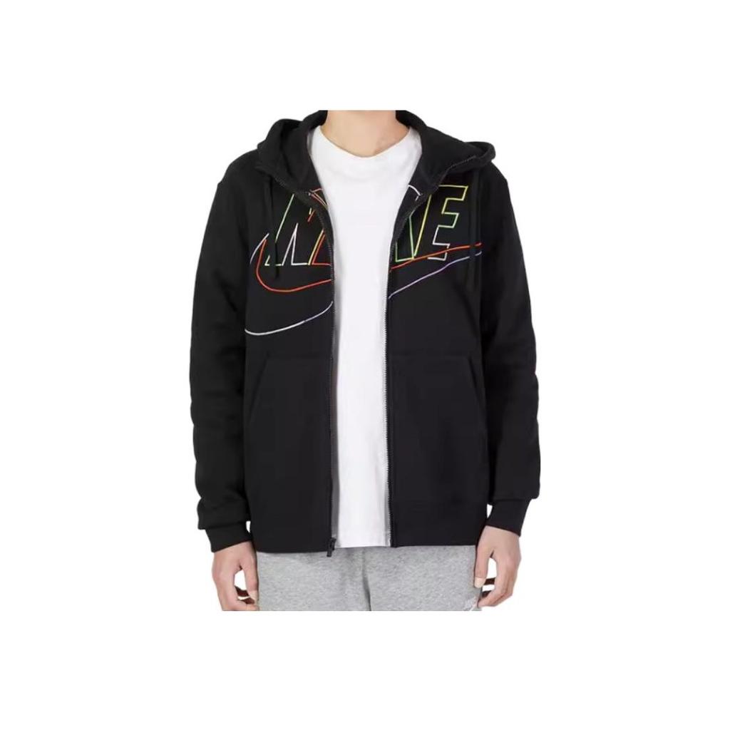 Nike Logo Embroidered Print Hooded Jacket Men Outerwear Black DX0536-010