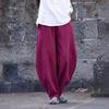 Frühlings- und Sommer-Baumwoll-Leinen-Hosen Locker Damen Freizeithosen Nähte Einfarbige Zen-Meditationshosen
