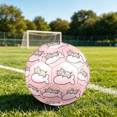 1pc Cute Cat Balloon Size 5 Soccer Ball Professional Match Training Football Indoor &Outdoor Sports Ball Lightweight Durable C65103