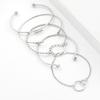 European Rhinestone Leaf & Bar Bracelet Set: Five-Piece Twisted Circle Design