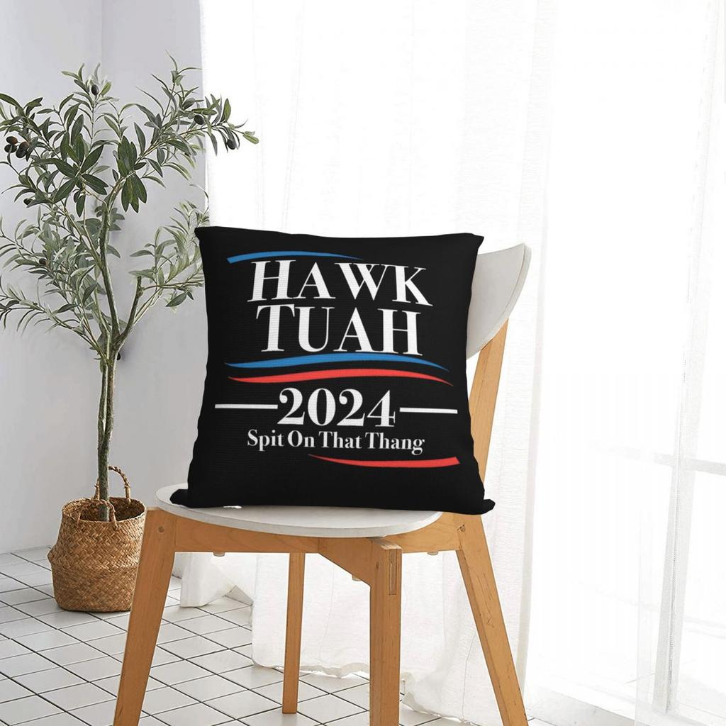 Hawk Tuah Spuug Op Dat Ding 2024 Kussensloop Grappige Meme Kussenhoezen Mode Rits Decor Kussenhoes voor Huis 45x45cm