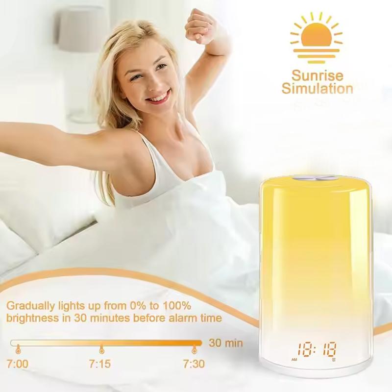 Sunrise Alarm Clock with Wake Up Light Natural Sounds Night Light Touch Control for Bedroom Kids Adults Christmas Gift Sleep Aid