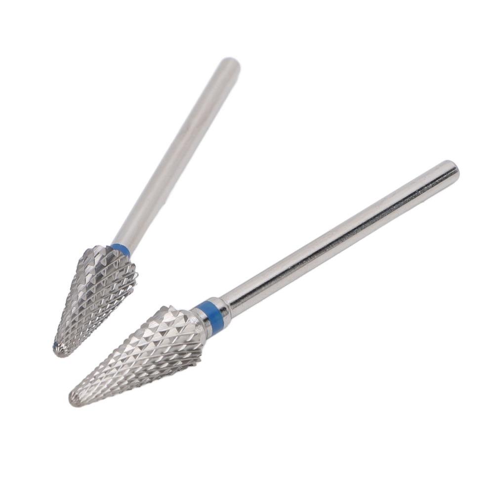 2pcs Tungsten Tungsten Nail Drill Bit Cone Cuticle Removal Bit Gel nail removing
