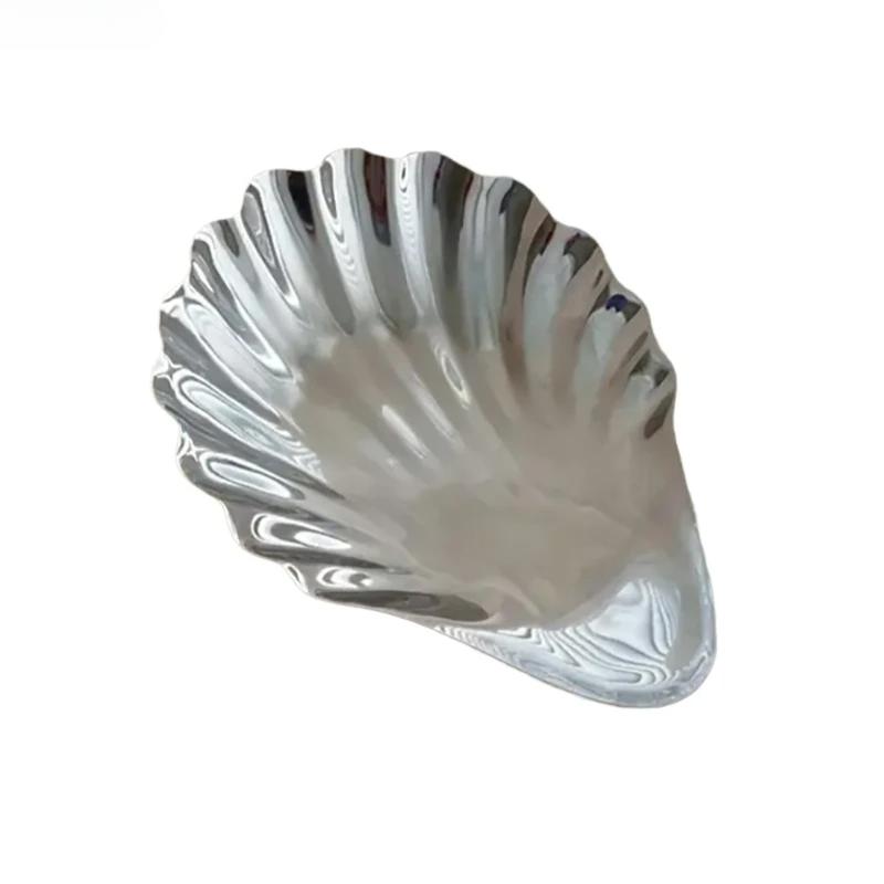 304 Stainless Steel Shell Plate Metal Cheese Plate Dessert Dish Jewelry Storage Plate Decorative Dish Featured Tableware