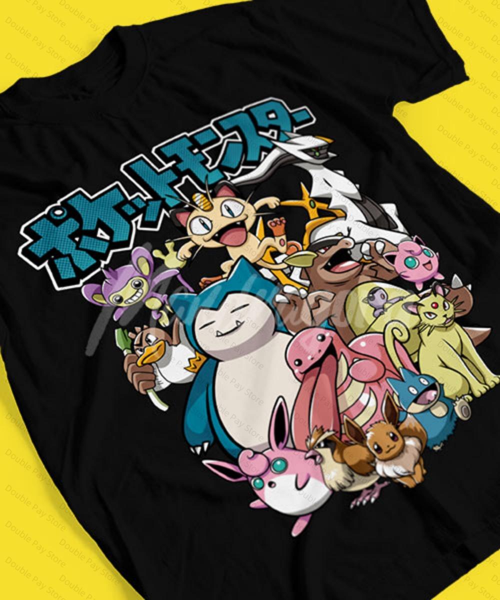 

2026 Summer New Pokémon Series Unisexs Tshirt Family Version for Adults Children Soft Loose Plus Size Short Sleeved Women Shirt S