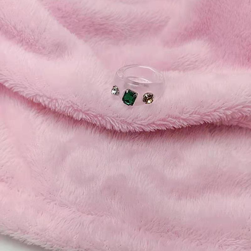 Cute Retro Rhinestone Resin Acrylic Jelly Ring for Women - Personality Finger Jewelry