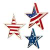 Wooden Star Shaped Tabletop Decor Set of 3 Rustic Layered Design Patriotic Themed Wooden Star Ornaments for Home Office Display