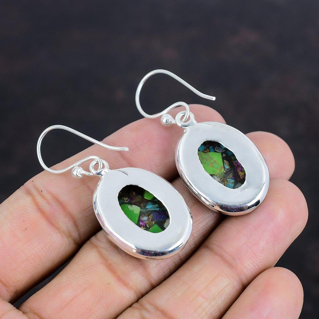 Fiesta Kingman Turquoise Earring Gemstone Jewelry Multi Copper Turquoise Earrings 925 Sterling Silver Earrings Handmade Earring Boho Jewelry