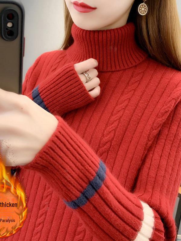 Damen Rollkragen Dick Gestrickter Pullover - 2024 Winter Warme Unterwäsche & Stilvolles Oberteil
