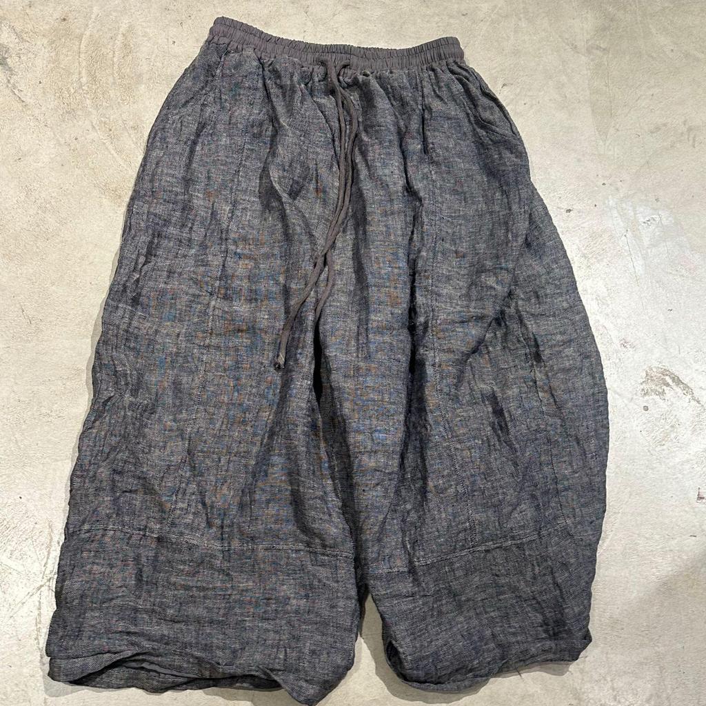 SN188 Retro Color-Woven Linen Lace-Up Patchwork Pants