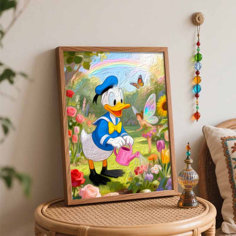 Disney Donald Duck Fairy Garden Digital Oil Painting Art Kit Handmade Coloring Painting Home Decor