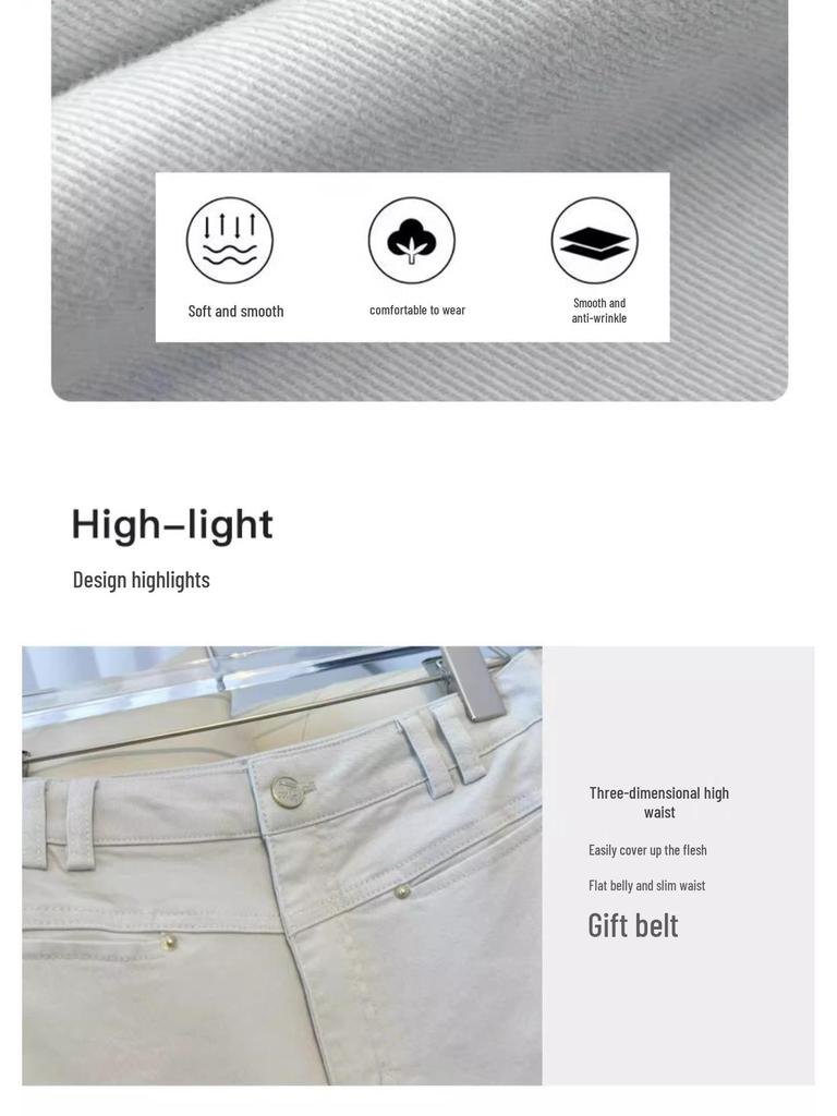 Women's Wide-Leg White Jeans, Spring Summer 2025 - Retro Slim Fit, Loose Straight-Leg Trousers