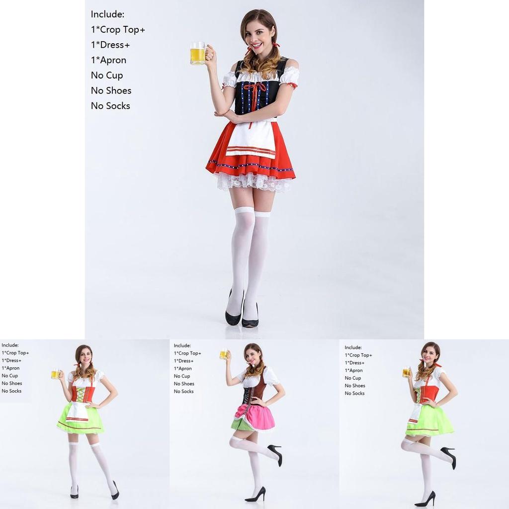 Elegantes Damen Oktoberfest Cosplay Kostüm Deutsches Bier Feiertagsoutfit Dirndl