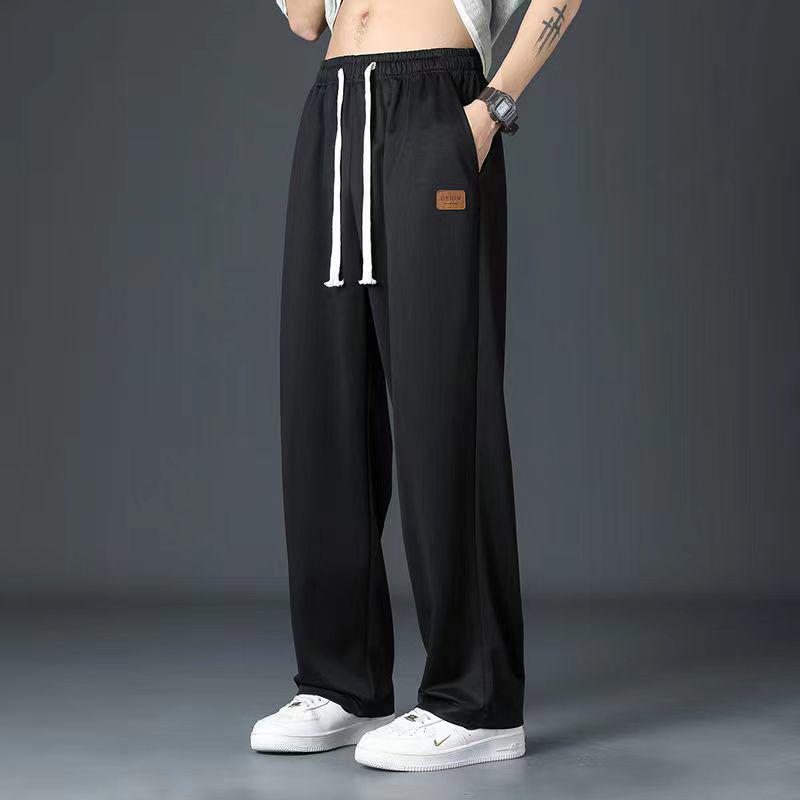 

Мужские летние прямые брюки Ice Silk - шелковистые, однотонные, свободные, тонкие, универсальные, драпированные повседневные брюки XL 55-65kg