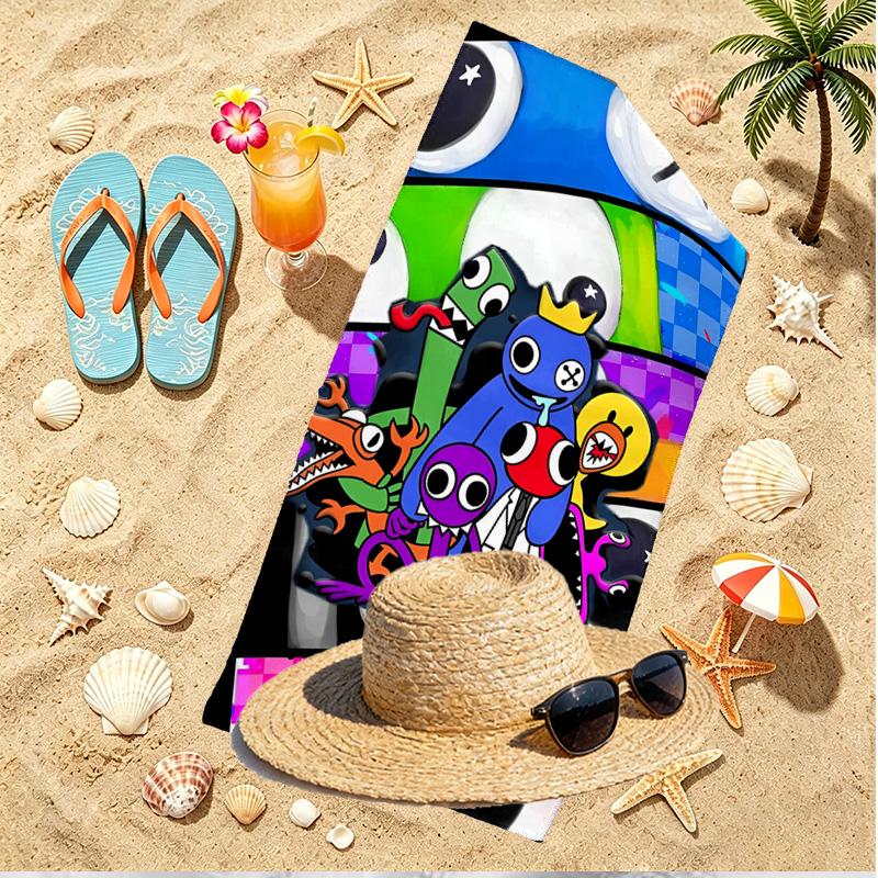 Game Rainbow Friends Print Beach Towel, Versatile Lightweight Absorbent Beach Towel for Pool Surf Yoga Bathroom, Perfect Birthday Holiday Gift