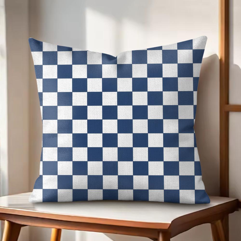 

Classic Checkered Square Cushion Cover Natural Linen Organic Fabric DoubleSided Printing Couch Pillow Covers Home Decor 30x30cm