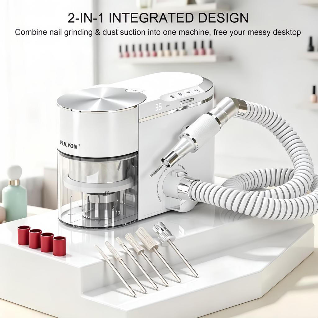 Taladro Eléctrico para Uñas 2 en 1 de 240W con Extractor de Polvo Incorporado Herramienta Profesional de Lima de Uñas para Salón de Manicura Pedicura