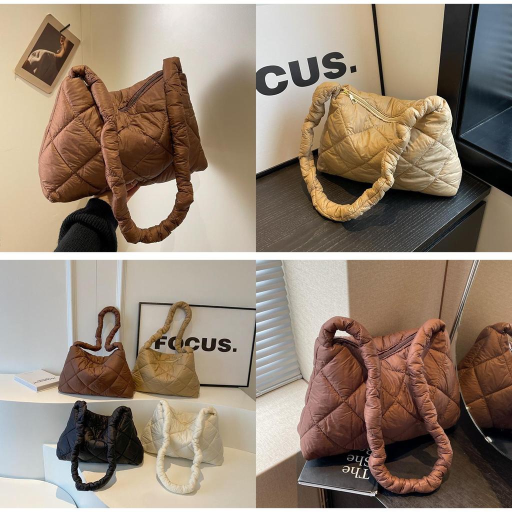 Fashionable Korean Style Checkered Shoulder Bag 2024 Winter New Casual Diamond Crossbody Bag