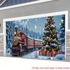 2D Christmas Train Winter Photo Backdrop Garage Xmas Decor Cloth