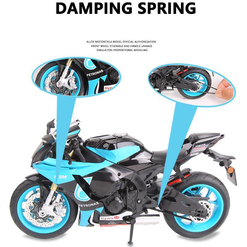 1/9 Scale Yamaha YZF-R1M Racing Toy Motorcycle for Children Diecast Metal Large Size Model Super Racing Collection Gift for Boy