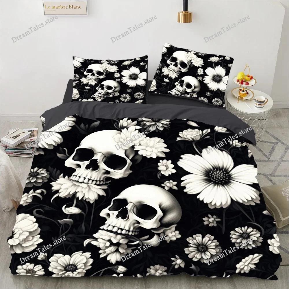 3D Print Skull Bedding Set Boys Girls Twin Queen King Size Duvet Cover Pillowcase Bed Boys Adult Home Textileextile Luxury Gift
