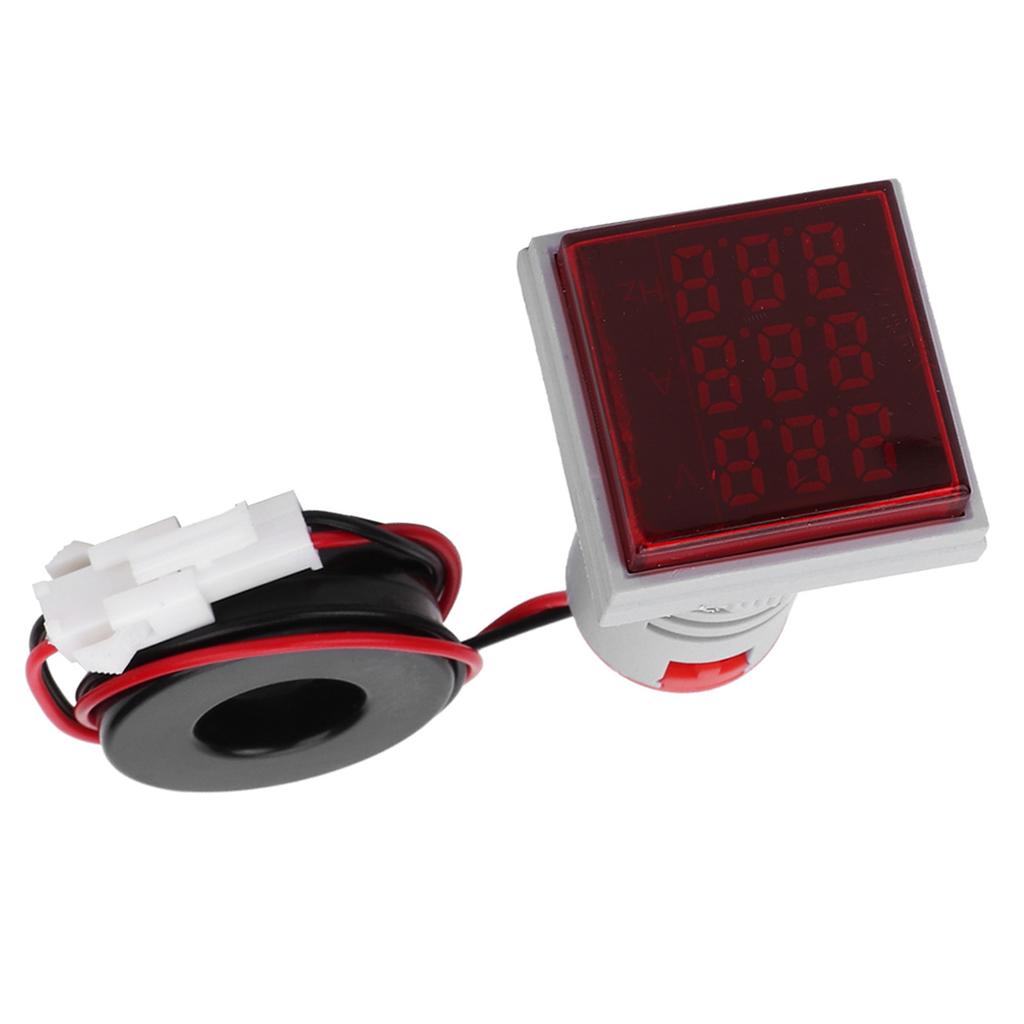 Quadratische digitale Anzeige AC Spannung Strom Frequenz 3 in 1 Signalanzeige Messgerät Licht(rot)