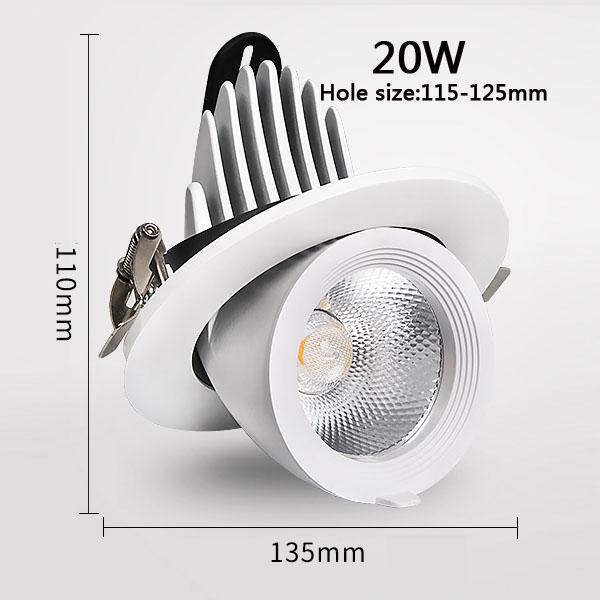 Led COB Downlight Recessed Light 360 Degree Adjustable Angle 5W 12W 20W 30W 40W Spot Lamp Living Room Office Mall Bar AC110-240V