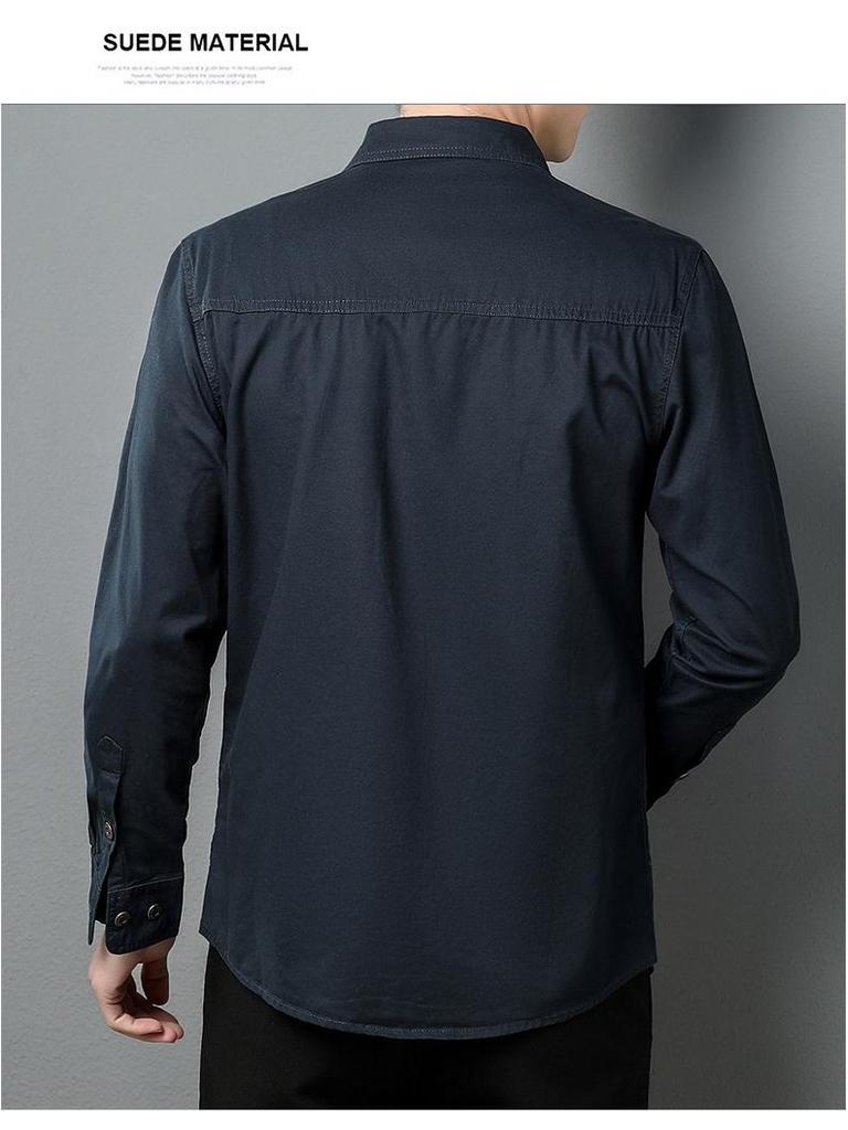 Men's Versatile Long-Sleeve Plus Size Casual Shirt - Lightweight Lapel Design for Spring & Autumn