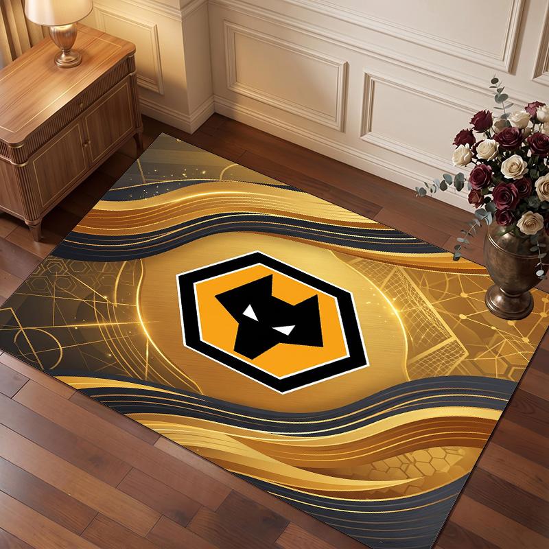 Wolverhampton Wanderers Football Print Crystal Velvet Rug, Comfortable Water Absorbent Non Slip Indoor Floor Carpet