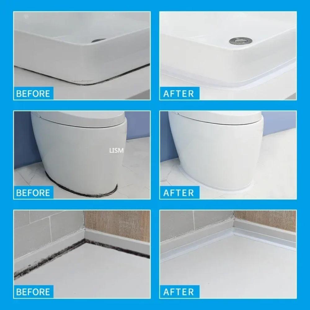 Fita adesiva de parede à prova d'água para banheiro e cozinha, fitas de contorno, fita de vedação de papelão para banheiro, chuveiro, pia, banheira, fitas de calafetagem